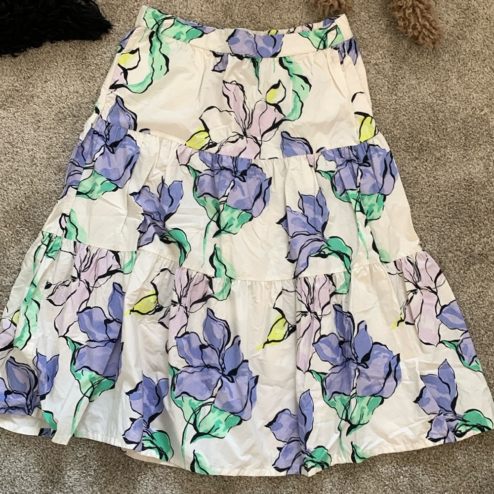 Floral  High Rise Tiered Watercolor Skirt 👒